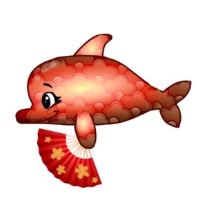 Cute Red Zen Dolphin